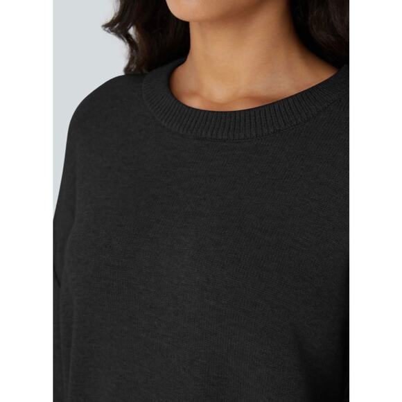 Halara Round Neck Dropped Shoulder Long Sleeve Casual Sweater - Picture 6 of 13